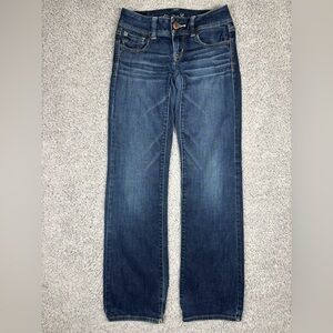 American Eagle Jeans Womens 0 Slim Boot Stretch Dark Wash Basic Casual Denim